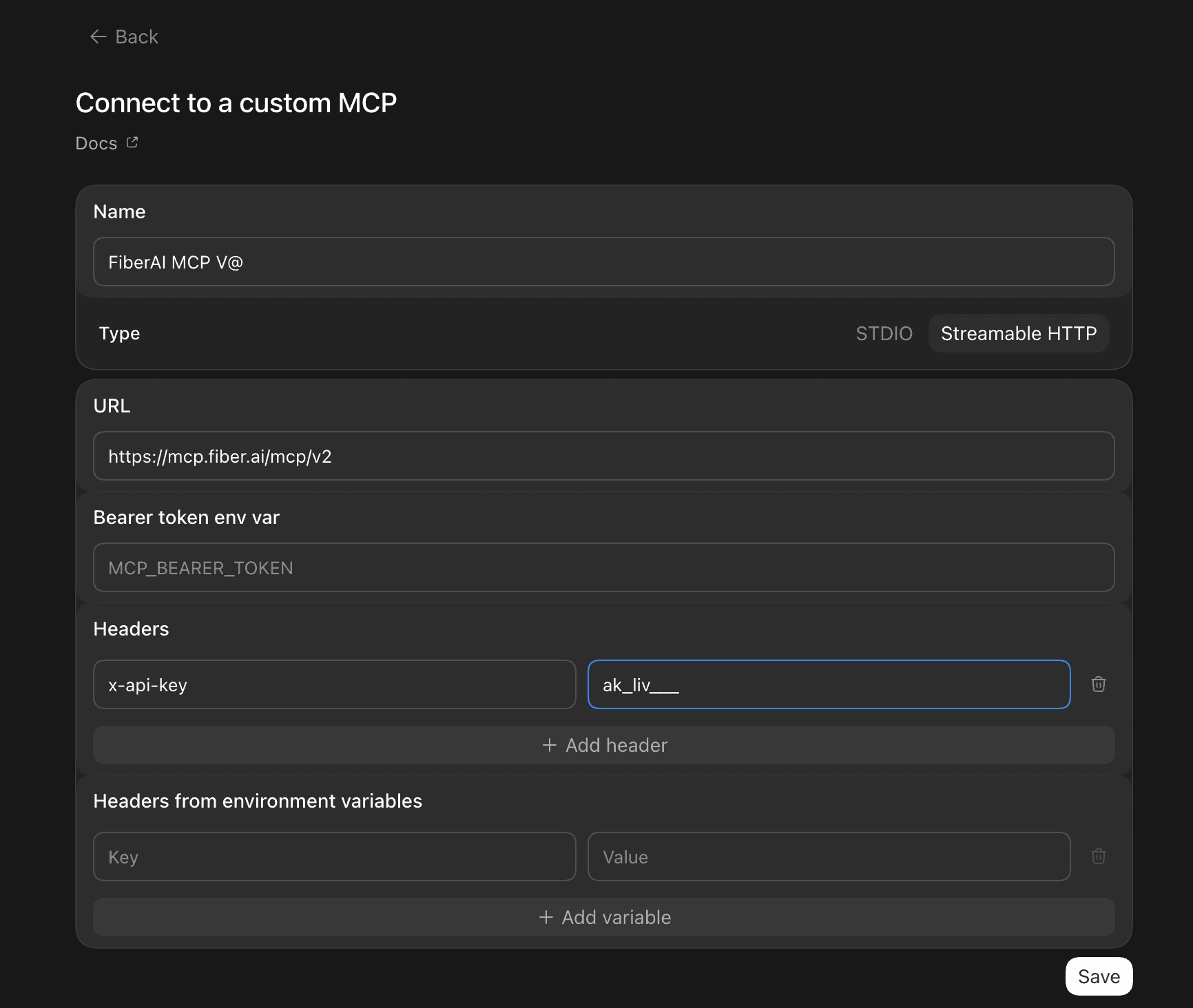 ChatGPT desktop custom MCP with x-api-key